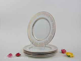 set of 5, Snow White, side plates with gold floral lustre -  - #tag1# - #tag2# - #tag3# - #tag4# - the Artful Accumulator's Vintage Boutique