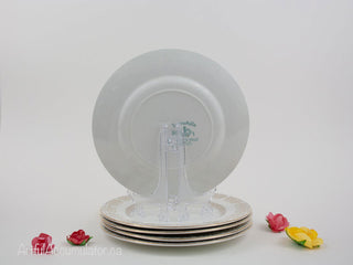set of 5, Snow White, side plates with gold floral lustre -  - #tag1# - #tag2# - #tag3# - #tag4# - the Artful Accumulator's Vintage Boutique