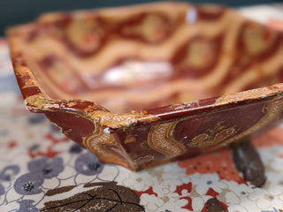 textured handpainted chinese decorative BOWL with floral baskets -  - #tag1# - #tag2# - #tag3# - #tag4# - the Artful Accumulator's Vintage Boutique