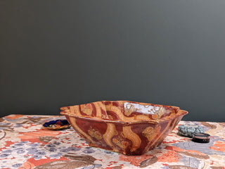 textured handpainted chinese decorative BOWL with floral baskets -  - #tag1# - #tag2# - #tag3# - #tag4# - the Artful Accumulator's Vintage Boutique