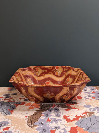 textured handpainted chinese decorative BOWL with floral baskets -  - #tag1# - #tag2# - #tag3# - #tag4# - the Artful Accumulator's Vintage Boutique