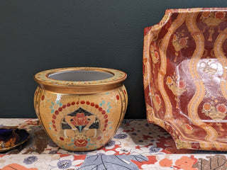 textured handpainted chinese decorative vase with peacocks -  - #tag1# - #tag2# - #tag3# - #tag4# - the Artful Accumulator's Vintage Boutique