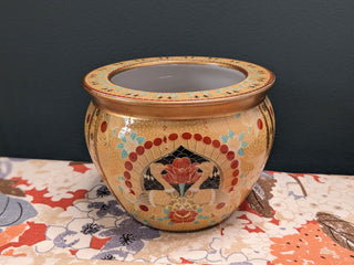textured handpainted chinese decorative vase with peacocks -  - #tag1# - #tag2# - #tag3# - #tag4# - the Artful Accumulator's Vintage Boutique