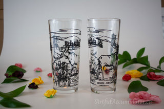 tumbler with moose, words in french & english, set of 2 -  - #tag1# - #tag2# - #tag3# - #tag4# - the Artful Accumulator's Vintage Boutique
