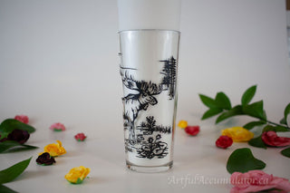 tumbler with moose, words in french & english, set of 2 -  - #tag1# - #tag2# - #tag3# - #tag4# - the Artful Accumulator's Vintage Boutique