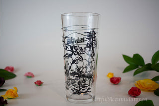 tumbler with moose, words in french & english, set of 2 -  - #tag1# - #tag2# - #tag3# - #tag4# - the Artful Accumulator's Vintage Boutique