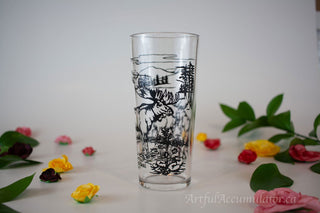 tumbler with moose, words in french & english, set of 2 -  - #tag1# - #tag2# - #tag3# - #tag4# - the Artful Accumulator's Vintage Boutique