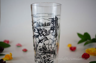 tumbler with moose, words in french & english, set of 2 -  - #tag1# - #tag2# - #tag3# - #tag4# - the Artful Accumulator's Vintage Boutique