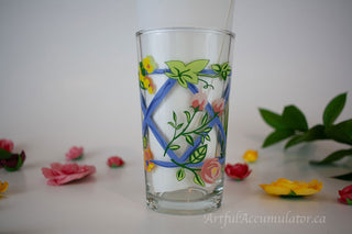 tumbler with roses & trelese, set of 2 -  - #tag1# - #tag2# - #tag3# - #tag4# - the Artful Accumulator's Vintage Boutique